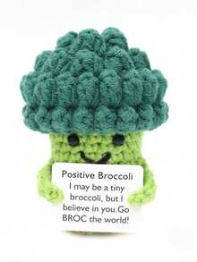 1个手工钩织可爱娃娃摆件，附赠卡片，适用于盆栽植物、卧室、办公室、客厅、家居、景观、汽车、窗户等场所，毛绒娃娃，积极向上，针织填充动物，钩织毛绒娃娃礼物