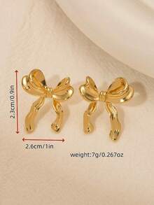 1 对金色蝴蝶结耳钉波西米亚风格优雅时尚耳环女士时尚耳环适合日常佩戴