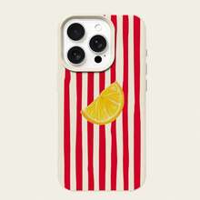 1个TPU材质红色条纹柠檬极简手机壳，兼容苹果手机 - 白色 - 查看 5