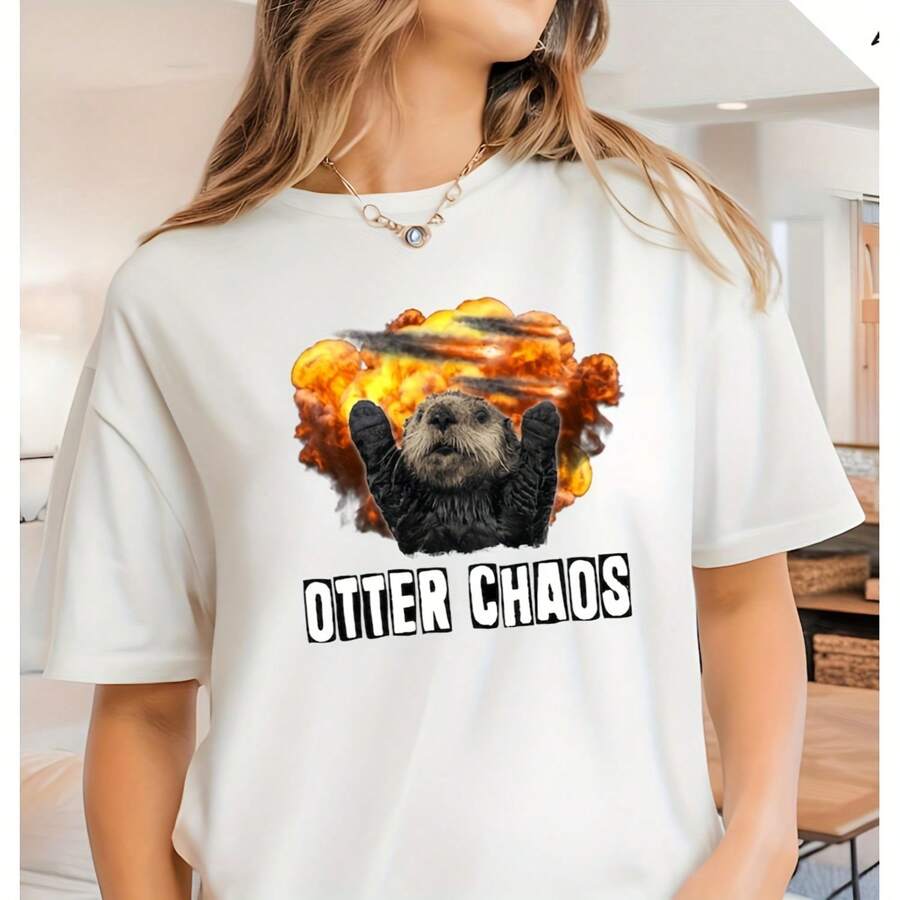Otter Chaos Shirt, Otter Clothes, Funny Sea Otter T-Shirt, Cute Sea Otters Shirt, Funny Otter Shirts, Gift For Otter Lover, Otters OutfitPm 220G Cotton T-Shirt – Durable Yet Soft Blending Street, Retro, And Minimalist Vibes – Perfect For Daily Wear, Work, Weekend Outings, Or Lounging – I Gift For Him Or Her, Birthday, Annrsary, Or Just Because Tops For Wo Vintage Clothes Wo Clothes Wo Vintage Wo Tops Mujer Cute Tops Wo Cotton Wo Clog Halloween Camisas Summer Clothes Wo Casual Punk Western Tops Wo Fourth Of July Outfit Kpop Cowboy Outfits For Wo Ry Ropa 100% Cotton Y2k Ing Cute Gothic Wo Clothes Black And White Top Vintage Tops Cloth For Wo White Goth Inawly Retro Clothes For Wo Korean Fashion Wo Camisas Para Mujer - White - View 1