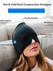 凝胶冰袋缓解头痛偏头痛帽（单层） - 可拉伸头带，用于冷热疗法，缓解头痛，无香型，无需电源，无需电池 - 有效缓解紧张、压力、发烧、疲劳，返校用品 - 彩色 - 查看 8
