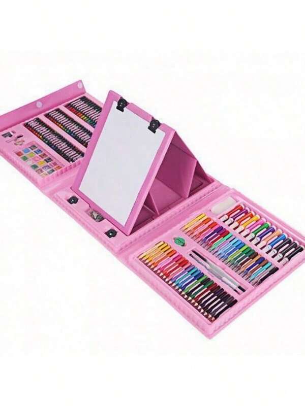 Conjunto de pintura infantil com 208/150/42 peças, conjunto de canetas aquarela, conjunto de ferramentas de pintura, lápis de cor, giz de cera, bastões de pintura a óleo, bolos coloridos, caixa de pintura artística, canetas coloridas, conjunto completo de pincéis, caixa de presente, pinturas a óleo coloridas da infância, pinturas coloridas, presentes ideais de Natal e aniversário para crianças