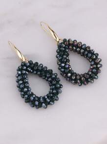 sehuoran 1 Pair Handmade Beaded Crystal & Pearl Bohemian Style Earrings, Colorful Personalized Versatile Dangling Earrings With High-End Elegant Mixed Color, Suitable For Party & Daily Wear