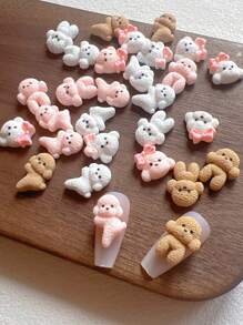 30 Pcs Cute Teddy Dog Shaped Resin Nail Art 3D Decorations