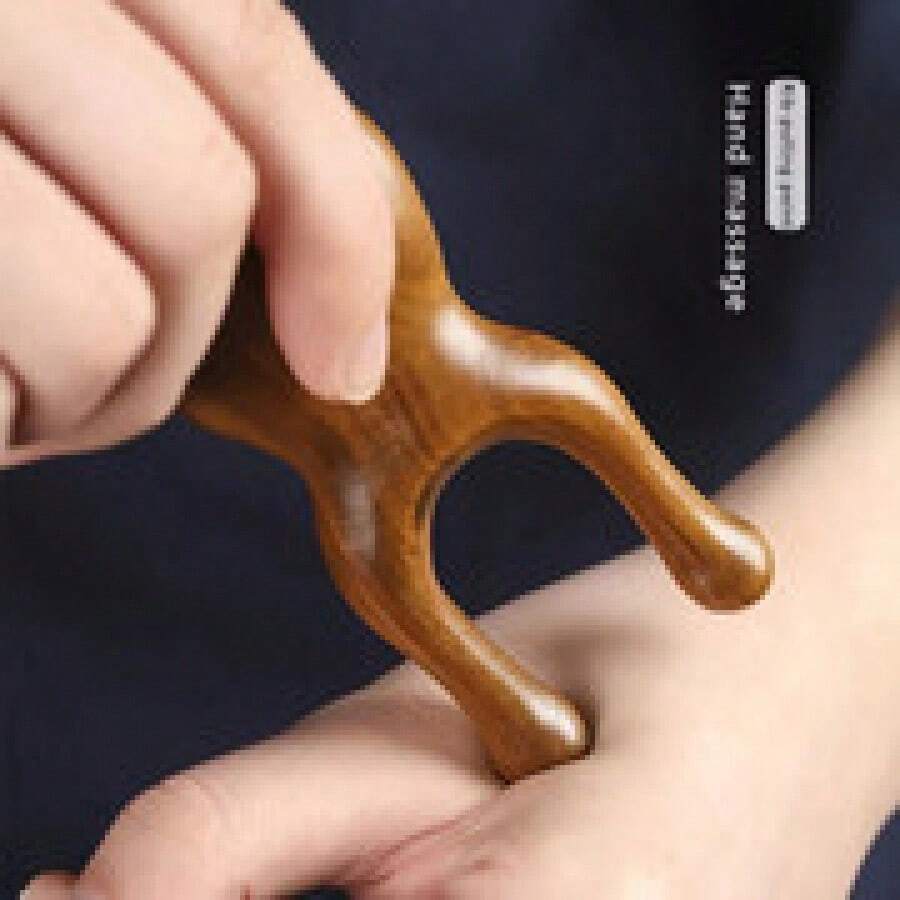 Peine rascador de madera holístico - Masajeador corporal completo para cabeza, cuello y oídos para drenaje linfático - Marrón - Ver 1