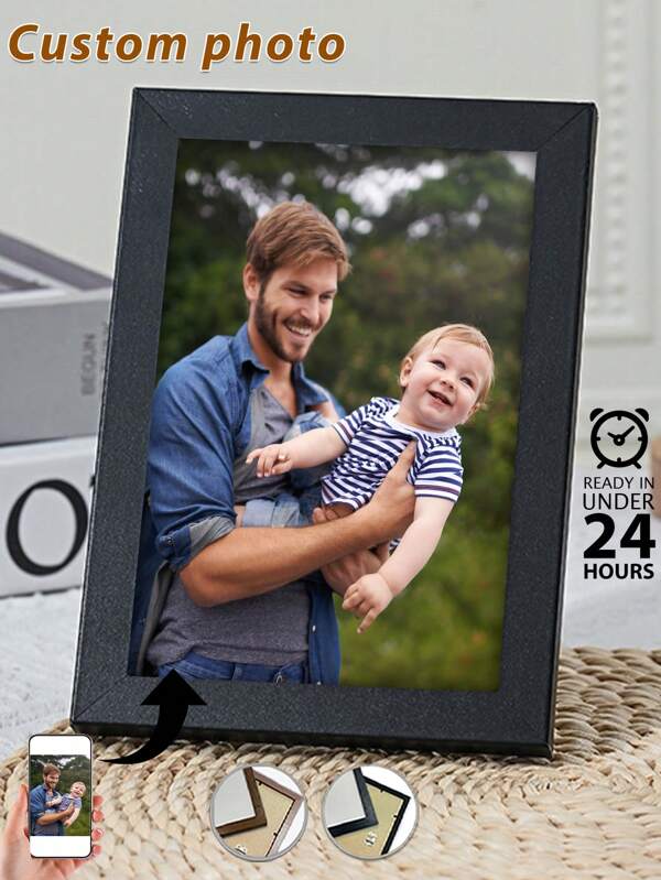 1 Pc, Framed, Custom Canvas Painting, Personalized Photo Poster, HD Printing, Preserving Memories, Father's Day Gift, Saving Beautiful Moments, Birthday Party, Anniversary, Unique Perfect Art Gift