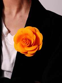 Broșă floare camelie lucrată manual de 8 cm - accesoriu la modă, material nețesut, florală, broșă Halloween