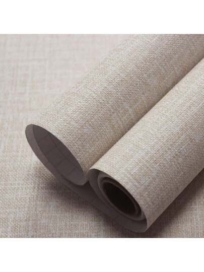 Roll Of Beige Cloth Pattern Self Adhesive Wallpaper Vinyl Can Be Bedroom Living Room Furniture Cabinet Renovation Wand Covering Removable Easy To Clean Home ation Stickers 1m/2m/3m/5m/7m/10m Paper Sticker