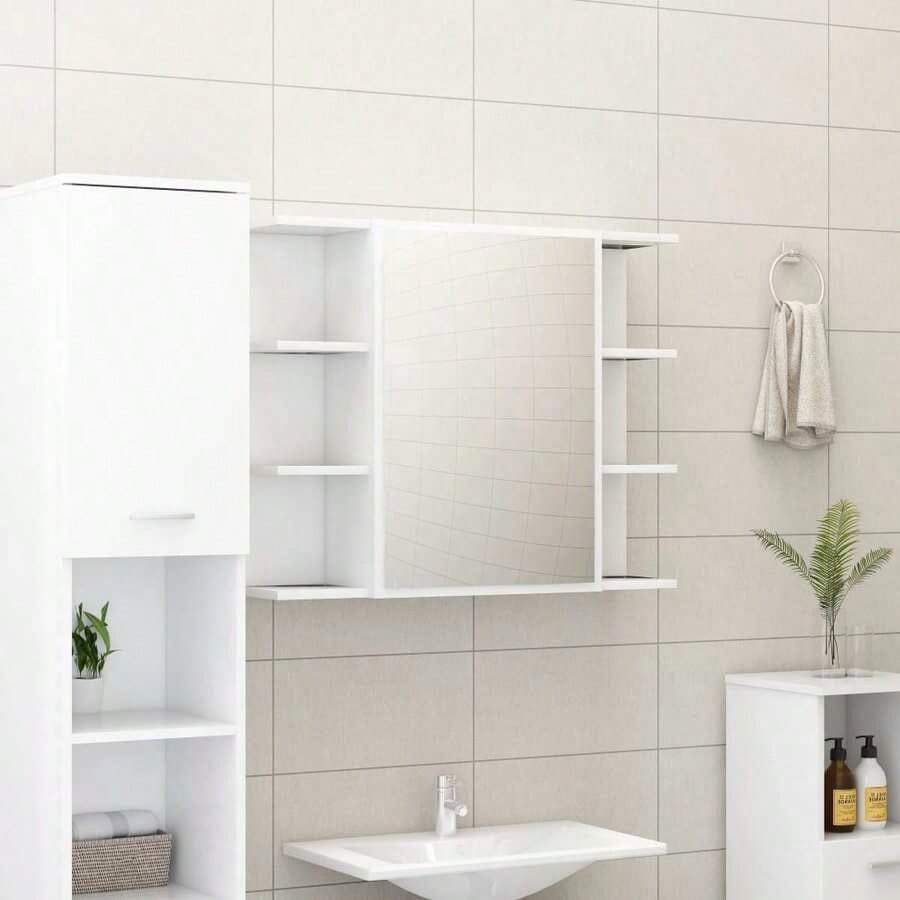 Mirror Cabinet White Engineered Wood, Acrylic Medium-9831 - Multicolor - View 1