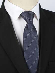 1 件男士 7CM 拉链领带，新郎婚礼领带（黑灰条纹），西装配饰拉链领带，圣诞节、感恩节、新年节日礼物 - 彩色 - 查看 38
