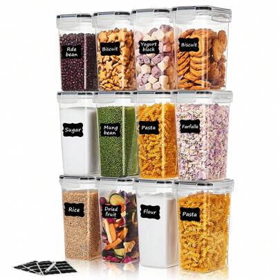 1/3/4/6/8/12pcs Airtight Food Storage Containers With Lids, 70oz Containers For Pantry Organization And Storage, For Candy, Cookie, Rice, Biscuits, Coffee Beans, Snacks, Spices, Kitchen Accessories