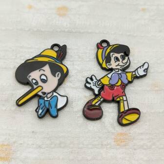 8/16 pièces Accessoires de bijoux, pendentifs en alliage métal plaqué noir avec émail, motifs de personnages de dessins animés Disney variés, pour la création de bijoux DIY