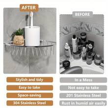 304 Corner Shower Caddy Stainless Steel Bathroom Shower Shelf Back To School - Variant - View 3