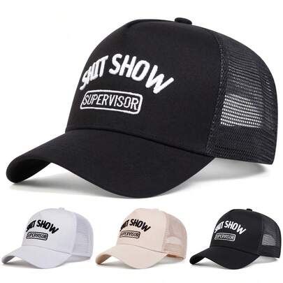 1pc Women's " Show Supervisor" Trucker Hat, Personalized Letter Embroidery Baseball Cap, Streetwear Casual Mesh Hat For Spring, Autumn, Travel, Beach