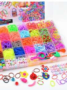 Set de kit de fabricación de pulseras de goma de 2700+/1600+/600+ piezas: kit de artesanía de pulseras trenzadas de colores aleatorios, regalo creativo para fiesta de cumpleaños, set de arte y manualidades que incluye herramientas de tejido, suministros para principiantes de joyería para mujeres