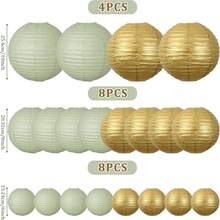 20 Stücke Hochwertige Papier Laternen Dekorativ, runde hängende Papier Laternen Dekoration für rustikale Party, Bridal-Shower, Hochzeit, salbeigrüner Geburtstag, Zuhause Dekoration, Abschlussfeier, Festivalfeierlichkeiten Zubehör - Verschiedenfarbig - Übersicht 3