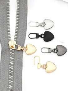 20/15/10/5/3/1 Heart-Shaped Zipper, Quick Installation Zipper Assistant, Detachable Zipper Head, Detachable Zipper Handle For Handbags, Jackets, Jackets, Suitcases - Simple Spare Metal Accessories, Small Gifts, Gifts For Her, Valentine's Day