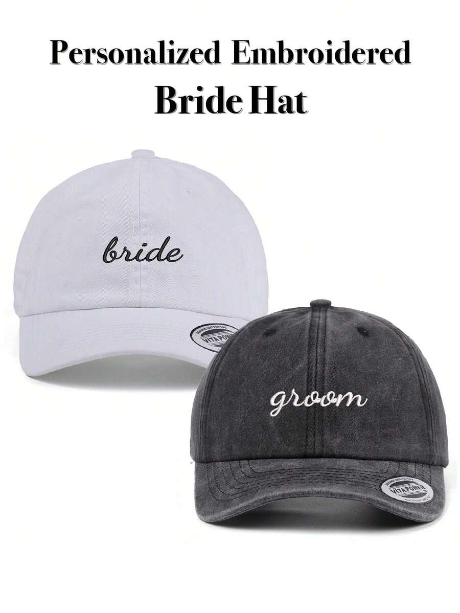 1pc, Custom,Bride Hat, Bridesmaid Hats, Group Hats, Bachelorette Gifts, Wedding Party Gifts Bachelorette Party Baseball Caps, Wife Of The Party, The Party Hats, Wife Vibes-Drunk Vibes Hats, Party Vibes, Custom Hat - Multicolor - View 1