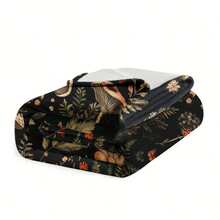Cozy Mushroom & Botanical Print Flannel Throw Blanket - Soft, Warm, And Allergy-Friendly For Couch, Bed, Office - Perfect For Naps, Halloween & Christmas Gifts - Nhiều màu - Xem 5