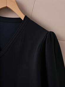 GIGOGOU 夏季薄款女士针织开衫透气短袖女士休闲T恤上衣 - 黑色 - 查看 7