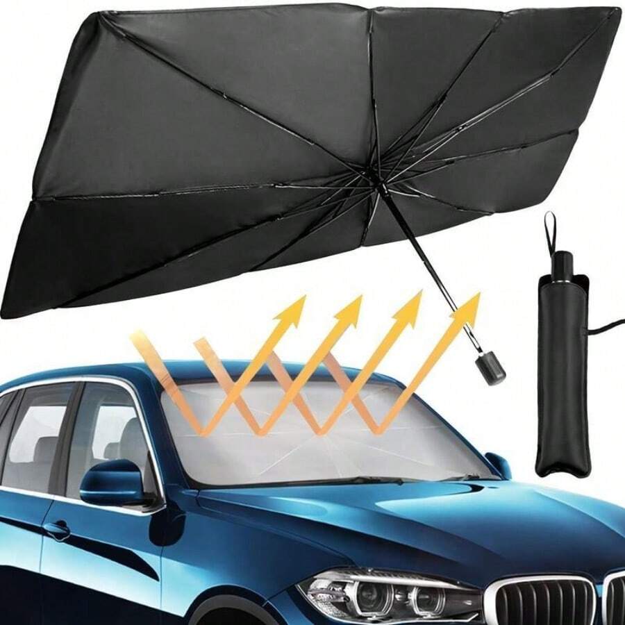 Foldable Anti-UV Windshield SunshadeMultipurpose Car Front Window Heat ProtectiveUmbrella For Sedan SUVs, Automotive ExteriorAccessories For Men & Women, Car Stuff, Vehicle - Black - View 1