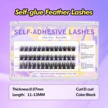 [39Pcs]GENIELASH Glue-Free Feather Eyelash For Beginner Self Adhesive Eyelashes Natural False Eyelashes No Need Glue