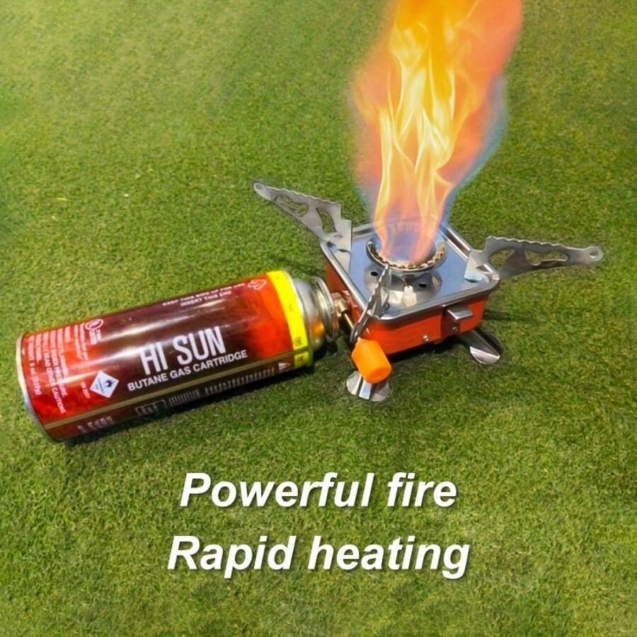 1PC Portable Mini Outdoor Gas Square Stove, Foldable Small Square Stove, Portable Camping Stove, Foldable Design, Suitable For Outdoor Exploration, Hiking, And Picnicking(Gas Canister Not Included) - 紅色迷你爐子 - 查看 1