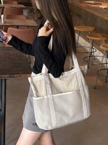 peach tree Women's Tote Bag Net Mesh Hollow Vacation Style Crossbody Bag Woven Handbag Shoulder Bag Multifunctional Small Retro Crossbody Tote Bag For Women Travel, Lightweight Large Capacity, Suitable For University, School, Travel, Shopping, Gift For Friends, Valentine's Day, Peach Tree