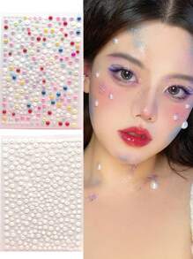 1pc/Girl Hair Stickers Pearl Stickers, Face Makeup Face Stickers Decorative Eyes, Children's Makeup Face And Eye Makeup Bright Diamond Tears DIY Acrylic Seven Color Diamond Stickers, Stage Color Diamond Stickers ,Hair Accessoires