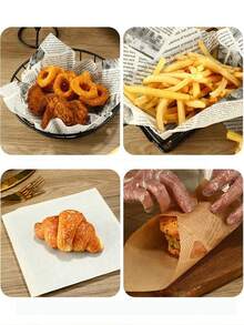 50pcs Baking Paper, Parchment Paper, Sandwich Wrapping Paper, Hamburg And French Fries Oil Separator Paper, Fried Snack Oil Proof Pad Paper, Square Non-Stick Air Fryer Liners, Baking Supplies For Family Breakfast Shops, Greaseproof Food Paper Suitable For Food Packaging, Baking, Cooking, Grilling, Frying, Multiple Sizes, Oven Accessories, Baking Tools, Kitchen Gadgets, Kitchen Accessories - White - View 10