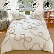Soft & Comfortable 3 PiecesFloral Embroidered Duvet Cover Set, Breathable 100% Polyester Fabric, All-Season Zipper Closure, Machine Washable, Twin/Full/Queen/King - Bedroom Bedding Set (Duvet Insert Not Included) - White - View 2