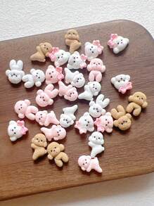 30 Pcs Cute Teddy Dog Shaped Resin Nail Art 3D Decorations
