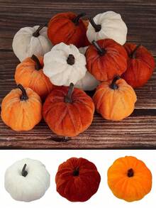 6 pezzi - Zucche decorative in finta vellutat, zucche artificiali in tessuto di velluto, decorazioni autunnali per la casa, zucche in velluto assortite, zucche finte, decorazioni autunnali da tavolo riutilizzabili, centrotavola per il Ringraziamento e l'autunno, zucche in velluto artigianali per la casa di campagna in autunno, Ringraziamento, decorazioni per Ognissanti - Multicolore - Visualizzare 5