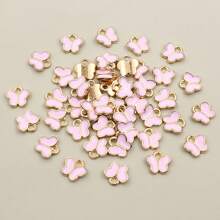 50 peças 8x8,5 mm pequenos pingentes de borboleta de liga multicoloridos para pulseiras colares acessórios para fazer joias faça você mesmo