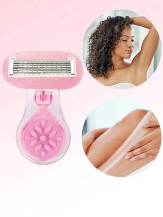 3/4 件女士脱毛剃须刀，包括腋下、腿部和比基尼部位的剃须刀，便携式剃须刀，粉色手动剃须刀，女士比基尼手动安全脱毛剃须刀片/5 层刀片，不锈钢刀片，带可更换粉色剃须刀头，女孩的礼物旅行必需品