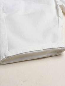 男童棉质松紧腰刺绣休闲梭织短裤 - 白色 - 查看 6