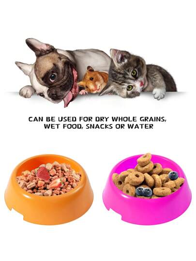 4pcs Assorted Multi-Color Reusable Plastic Pet Bowls For Puppies & Kittens, Feeding & Drinking Bowls, Pet Birthday Party Supplies (Rose Red, Blue, Blue, Yellow, Green)