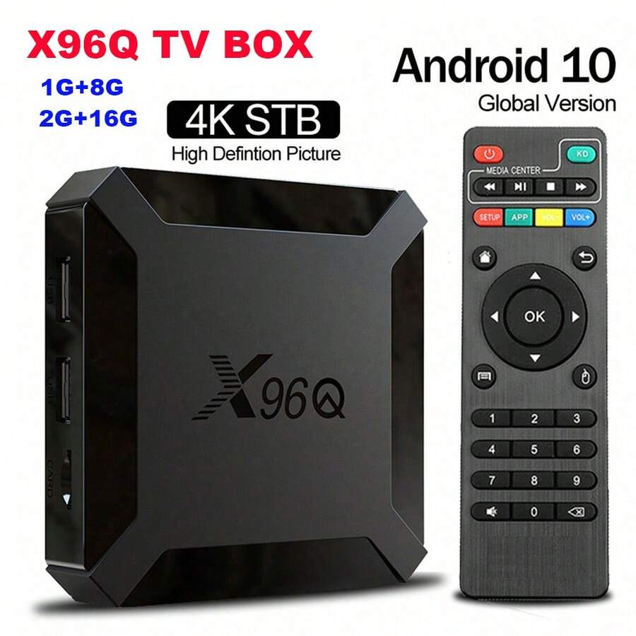 2GB 16GB X96Q Android 10.0 TV Box Allwinner H313 Quad Core 4K 2.4G Wifi Smart Player X96 1GB 8GB Set Top Box - 黑色 - 查看 1
