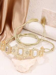 Boho Floral Hollow Lace-Up Waist Chain, Moroccan Women Body Chain, Tassel Adjustable Caftan Dress Accessory, Suitable For Wedding, Festival, Performance, Street Style - Waist Chain - View 9