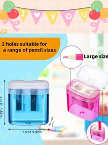 24pcs Mechanical Pencil Sharpeners, Dual Holes Manual Pencil Sharpeners With Covers, Portable Office & School Supplies, 4 Color Set, Colors Assorted, School Supplies,Back To School