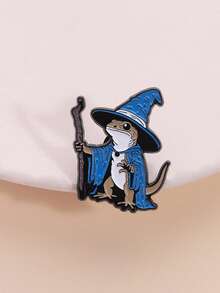 1pc Lizard Wizard Enamel Badge, Punk Gothic Blue Animal Metal Brooch, Decorative For Backpack, Clothes, Lapel, Unique Jewelry Gift - Multicolor - View 11