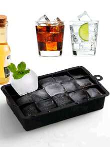 1pc Silicone Ice Grid Mold, Cube Mould, Minimalist Plain Multi-Grid Ice Cube Mold For Home, Simple Black 15 Grid Refrigerator Ice Maker Tray, Ice Cube Maker Tray, Reusable Ice Maker, Bar Ice Maker Tool, Creative Ice Maker, Easy To Release, Suitable For Making Cube Ice Cubes - Black - View 4