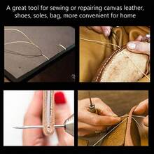 Punzón de costura con mango de cobre de 3 agujas, herramienta para reparar zapatos - Dorado - Ver 8