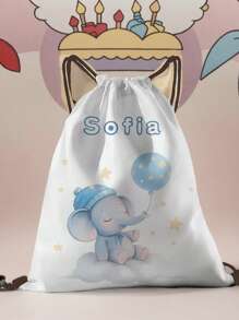 1 pieza Mochila con cordón personalizable con estampado de elefante, adecuada para niños y adolescentes. Se puede personalizar con tu diseño único y el nombre del destinatario como regalo.