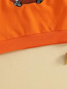 Sudadera con capucha de fútbol para bebé, con bordado de perro de rugby, cuello redondo, ropa informal de invierno y otoño - Naranja - Ver 6