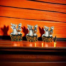 Decoração de casa de resina para Halloween - miniaturas de fantasmas, morcegos e abóboras
