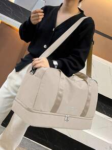 Large Capacity Travel Duffel Bag, Gym Sports Yoga Bag, Wet And Dry Separation Weekend Tote Bag, Casual Shoulder Bag With Shoe Compartment, Suitable For Business, Vacation, Outdoor, Skiing, Fitness, Labor Protection And Delivery Bag For School School Accessories School Stuff