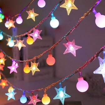 1 Pc Christmas Fairy Lights, LED Outdoor Camping Atmosphere Lights, Small Bulbs For Canopy Tent, Market Stall, String Lights, Colorful Twinkling Starry Lights, Warm Fairy Lights String