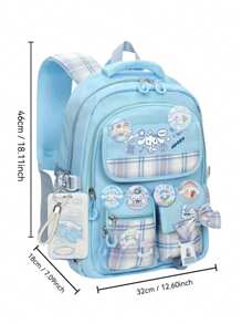 Sanrio Kuromi Anime Rucksack mit Lunch-Tasche, Nylon Laptop-Rucksack für Jungen und Mädchen, Mehrere Fächer, externer Geräteport, wasserdichtes Design, verstellbare Schultergurte, ideal für Schule, täglichen Gebrauch und Reisen, süßer Cartoon-Muster, thematische Lunch-Tasche, Reißverschluss-Verschluss, Schul-Rucksack