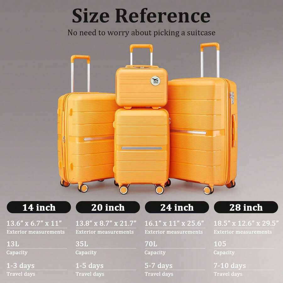 4-Piece Hardshell Luggage Set With TSA Locks, Expandable Suitcases And ...